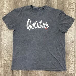 Quiksilver Script Logo T-Shirt Men's Size Large L Gray Heather Regular Fit